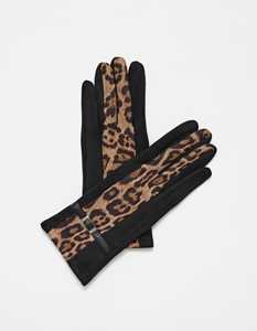 Gloves: Stella + Gemma | Gloves | Black with Leopard Stripe