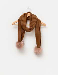 Scarves: Stella + Gemma | Lacy Scarf | Rust with Blush Pompoms