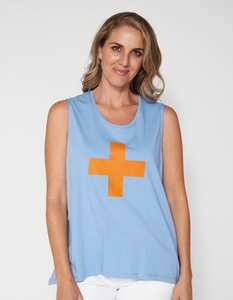 Under 20: Stella + Gemma | Tank | Azure with Mocha Cross