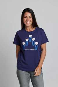 Stella Gemma: Stella + Gemma |  Ace Tee | Navy w/Geometric Tulips
