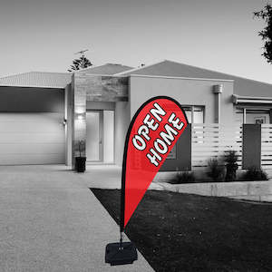 Ready Made Teardrop Flags: Ready-made OPEN HOME Flag, Small Teardrop Kitset