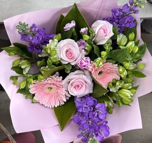 EB02 PINK AND PURPLE BOUQUET - Flavells Floral Boutique