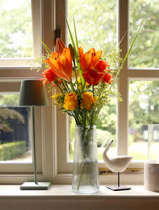 Products: RIBBED GLASS VASE - Flavells Floral Boutique