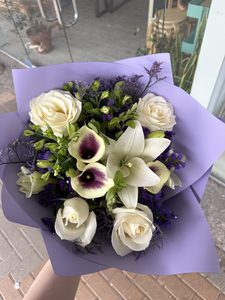 EB25 PURPLE AND WHITE BOUQUET - Flavells Floral Boutique