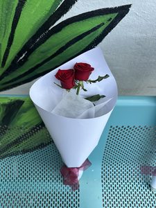 EV05 TWO RED ROSES BOUQUET - Flavells Floral Boutique