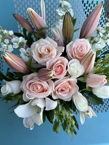 EG02 PINK AND WHITE FLOWERS IN VASE - Flavells Floral Boutique