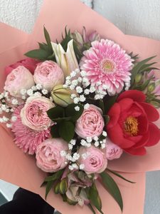 EB11 PEONY AND ROSE BOUQUET - Flavells Floral Boutique