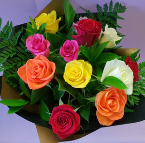 EV20 DOZEN MIXED ROSE BOUQUET - Flavells Floral Boutique