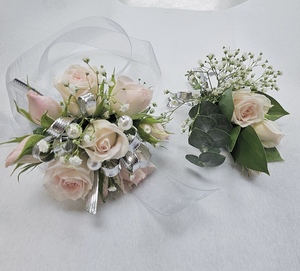 EC03 CORSAGE AND BOUTONNIERE SET - Flavells Floral Boutique