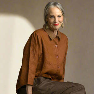 Tops: Pandora Shirt : Bark Linen and Organza