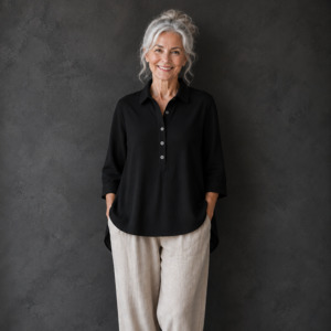 Stella Shirt in Black Poplin