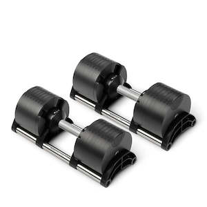 Weights Equipment: Nuobell 2-32kg Adjustable Dumbbell PAIR (Silver Handles)