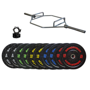 175kg Crumb Bumper & Hex Trap Barbell Package