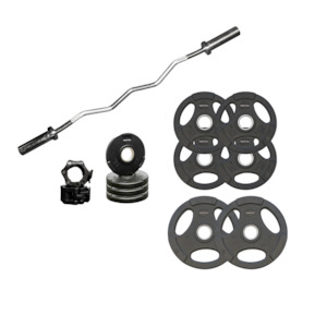 60kg Olympic Rubber Tri-Grip Plates & EZ Bar Package