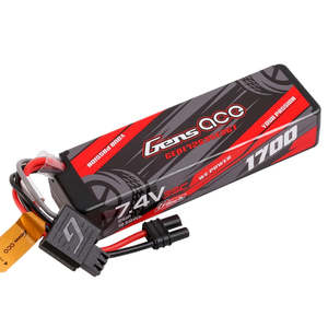 1700mAh 2S 7.4V 35C Hard Case LiPo, EC2 Plug, Gens Ace
