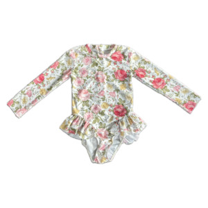 Girls Togs: Girls long sleeve togs - Pink floral