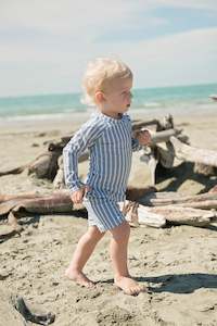 Boys 2 piece togs - White & Blue