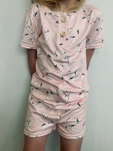 Pajamas: Girls Summer PJs - Pink daisy