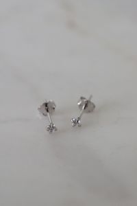 Sophie: Mini Rock Stud Earrings Clear Silver