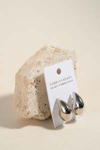 Chunky Teardrop EOL Rhodium Stud Earrings