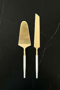 Nel Lusso: Napa Black + Gold Cake and Knife Set