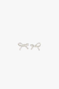 Catharina Small EOL Crystal Silver Bow Stud Earrings