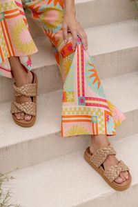 Slides: Mim Light Tan Braided Slide