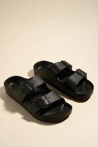 Slides: Cool Black Double Buckle Slides