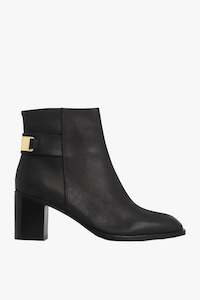 Boots: Elsie Mid Heel Black Ankle Boot