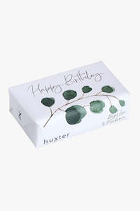 Soaps: Happy Birthday White with Green Leaves Basil Lime + Mandarin Soap