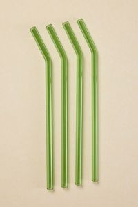 Gifts For The Hostess With The Mostest: Green Straight Reuseable Pk 4 Glass Drinking Straws