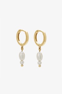 Soon To Sell Out 1: Double Pearl 18k Gold Plated Huggie EOL Earrings