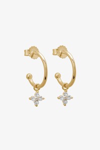 Soon To Sell Out 1: Clover Diamante 18k Gold Plated Hoop EOL Earrings