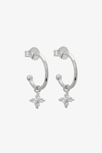 Soon To Sell Out 1: Clover Diamante Sterling Silver Hoop EOL Earrings