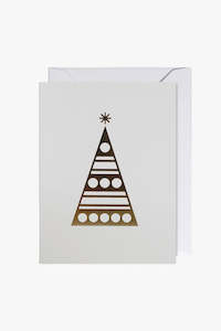 White With Gold Deco Tree Mini Greeting Card