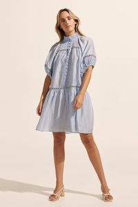 Sale 151: Pivot Sky Blue Embroided Detail SS Dress