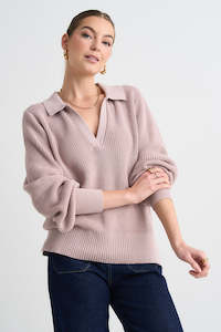 Among The Brave: Honour Mushroom Cotton Collar Jumper