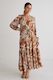 Twilight Rust Floral LS Tiered Maxi Dress