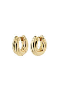 Edea Recycled Chunky Gold Plated EOL Huggie Hoop Earrings