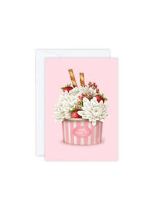 Strawberries + Chrysanthemums Greeting Card