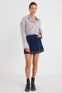 Launch Indigo Pocket Denim Mini Skirt