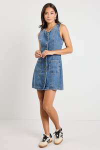Denim Sale: Avenue Mineral Blue Denim Mini Vest Dress