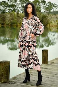 Sale 151: Swept Away Pink Floral Midi Dress