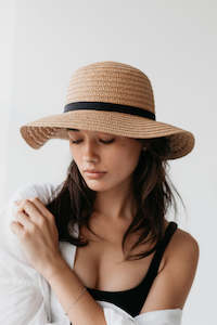 So Shady Woven Natural Hat with Black Ribbon