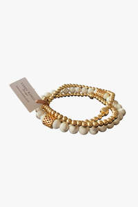 Supporting Local: Howlite Cream and Gold Bracelet Set