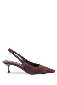 Inka Chocolate Suede Pointed Slingback Heel