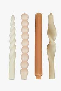 Curve Multi Taper 25cm Set4 Dinner Candles