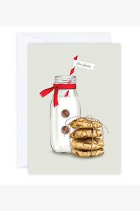Cards Gift Wrapping: For Santa Milk + Cookies Xmas Greeting Card