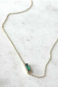 Emerald Baguette Gold EOL Necklace