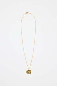 Gifts Under 75: Round Pendant with Charm Gold Necklace